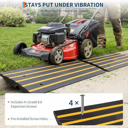 2 Packs 48" Car Driveway Rubber Curb Ramps, Heavy Duty Driveway Gutter Slope Ramp, Low Profile Design for Cars, Water Channel for Drainage, Curbside Bridge Ramp for Loading Dock Garage Sidewalk