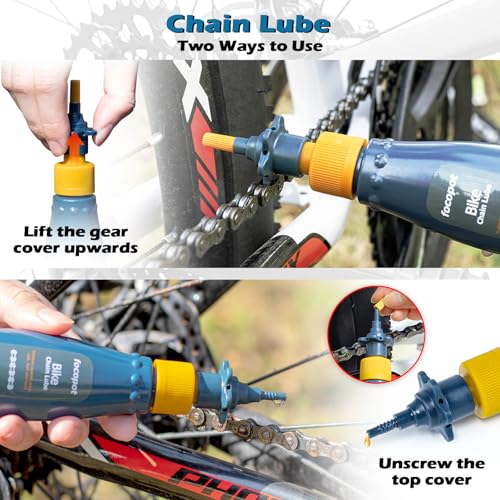 focopot Bike Cleaning Kit with 25 oz Bike Cleaner,10 Gear Floss,Toolbox | 13 Pcs,10oz Degreaser,2oz Lube,Scrubber,Suitable for Mountain/Road/E Bike,Biodegradable Safe Formula,Bike Cleaning Brush Tool