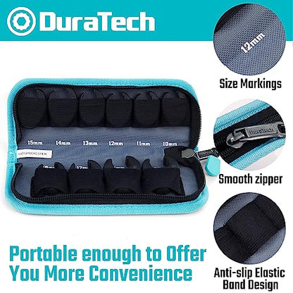 DURATECH 10-Piece 3/8" Drive Crowfoot Wrench Set, Flare Nut Wrench Set, Metric, Size Covers 10-19mm, CR-V Steel, with Zipper Bag - size: Metric, style: Flare nut