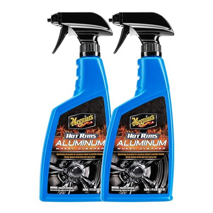 Meguiar's Hot Rims Aluminum Wheel Cleaner, Deep Foaming Rim Cleaner Spray Formulated to Effectively Clean Uncoated Polished Aluminum, Anodized, and Powder-Coated Wheels, 24 Oz (Pack of 2) - size: 24 Fl Oz (Pack of 2), style: Aluminum Wheel Cleaner