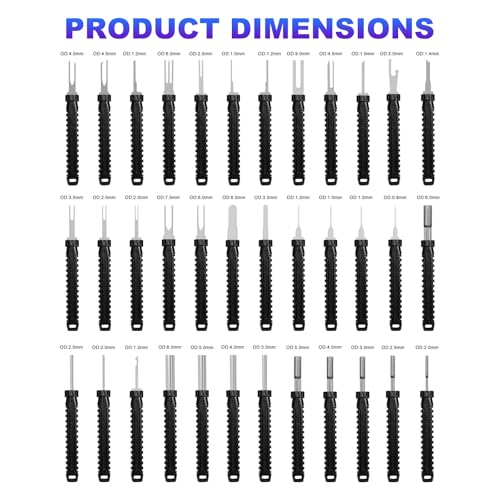 36 PCS Terminal Removal Tool Kit, Automotive Terminal Depinning Tools Kit with Protective Box, Electrical Pin Extractor Connector Release Tool for Car Household Devices (Black)