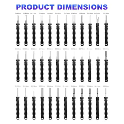 36 PCS Terminal Removal Tool Kit, Automotive Terminal Depinning Tools Kit with Protective Box, Electrical Pin Extractor Connector Release Tool for Car Household Devices (Black)