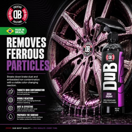 DUB BOYZ Iron Remover for Cars - 16oz Color-Changing Wheel Cleaner, Brake Dust & Iron Particle Decontamination, Safe on Alloy & Painted Wheels, Paint Safe Iron Skunk