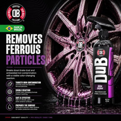 DUB BOYZ Iron Remover for Cars - 16oz Color-Changing Wheel Cleaner, Brake Dust & Iron Particle Decontamination, Safe on Alloy & Painted Wheels, Paint Safe Iron Skunk