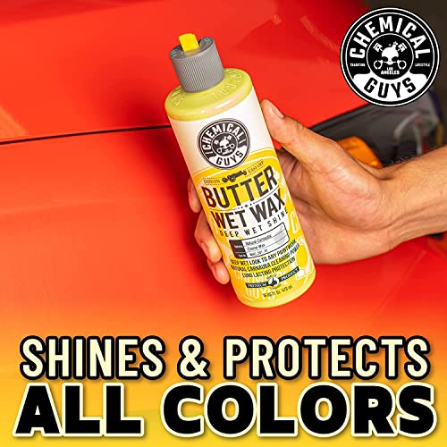 Chemical Guys, Butter Wet Wax, Deep Wet Shine Liquid Car Wax, Banana, 16 oz | Spreadable liquid wax adds a deep wet gloss on any paint color, wipes on and off easily, sweet banana scent