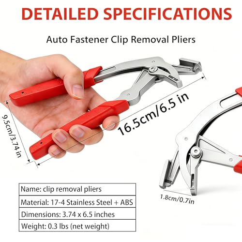 Car Clip Pliers, Automotive Clip Removal Tool, Multi-functional Panel Clip Removal Pliers, 17-4 Stainless Steel Panel Trim Removal Tool, Car Clip Remover Tool, Damage-Free Disassembly (Red-2pcs) - color: Red-2pcs