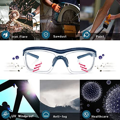 UKNOW Safety Glasses Anti Fog, Eye Protection with Clear UV Protection Lenses & Side Shields, ANSI Z87.1 Protective Eyewear - color: Slate