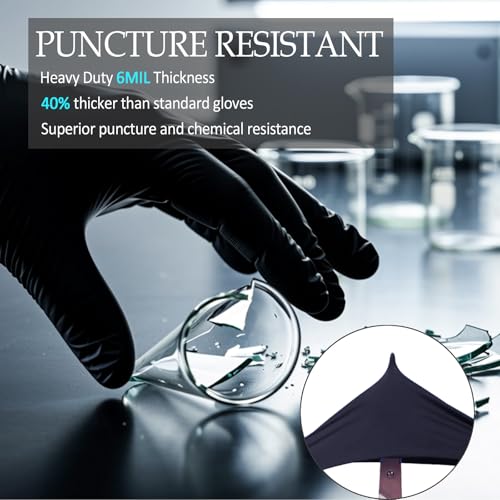 PROMEDIX P Black Disposable Nitrile Gloves, 6Mil 100 Pcs Food Safe Cooking Gloves Latex Free Rubber Gloves for Cleaning Exam - color: Black, size: X-Large