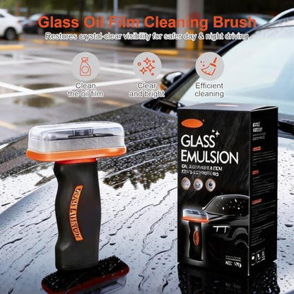 Glass Oil Film Remover for Car, Automotive Oil Film Cleaning Brush for Car Windshields and Windows, Removes Oil Film & Smudges, Improve Windshield Clarity and Visibility for Safe Driving (100ml)