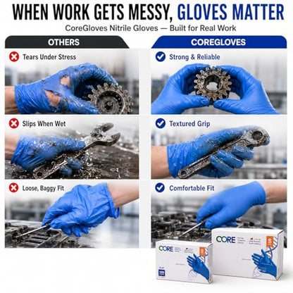 CoreGloves Gloves Disposable Latex Free Powder Free, Nitrile Gloves, Work, Food grade, Cleaning, Mechanic, Tattoo, Lab, auto - size: Medium, style: Heavy Duty 6 Mil • 1000 Gloves