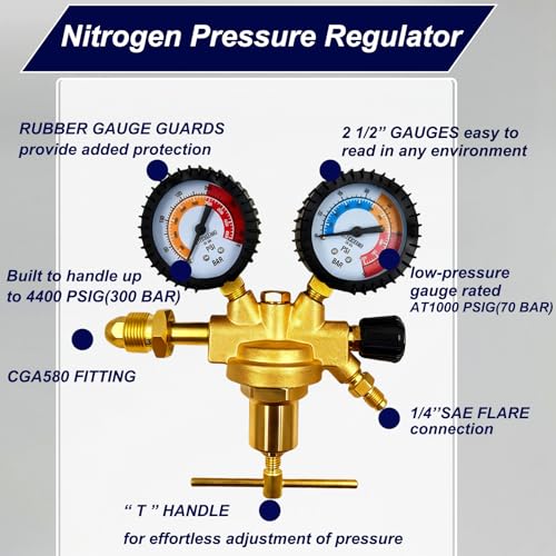 53010 Automotive/HVAC Pressure Tester Kit, Nitrogen Pressure Testing Tools | Includes 53001 nitrogen pressure regulator, leak testing adapter 53042, charging hose, r134a adapter, r410a adapter