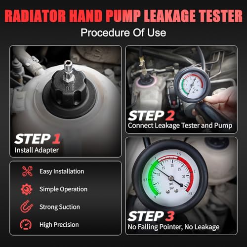JIFETOR Radiator Coolant Pressure Tester Vacuum Refill Tool Kit, 28PCS Automotive Cooling System Leak Test and Pneumatic Purge Fill Set with Testing Adapter Caps Universal for Airlift Car Auto Truck - color: Red Case