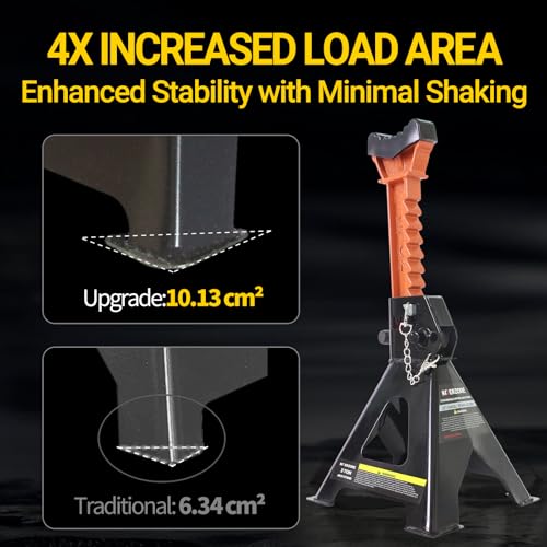3 Ton Jack Stands, 1 Pair Heavy Duty Steel Car Jack Stands with Double Locking Pins, Adjustable Height for Cars, SUVs, Sedans and Vehicle Repair Maintenance（Black