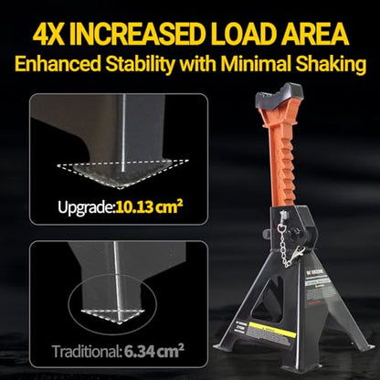 3 Ton Jack Stands, 1 Pair Heavy Duty Steel Car Jack Stands with Double Locking Pins, Adjustable Height for Cars, SUVs, Sedans and Vehicle Repair Maintenance（Black