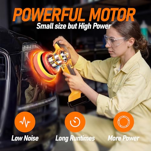 6 In Cordless Car Buffer Polisher Fit for Dewalt 20V Battery(NO Battery) | Brushless Dual-Action Polisher, 6 Variable Speed 4500RPM for Car Detailing