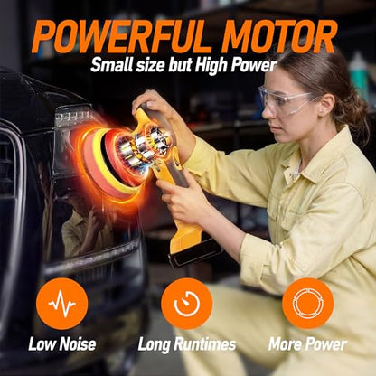 6 In Cordless Car Buffer Polisher Fit for Dewalt 20V Battery(NO Battery) | Brushless Dual-Action Polisher, 6 Variable Speed 4500RPM for Car Detailing