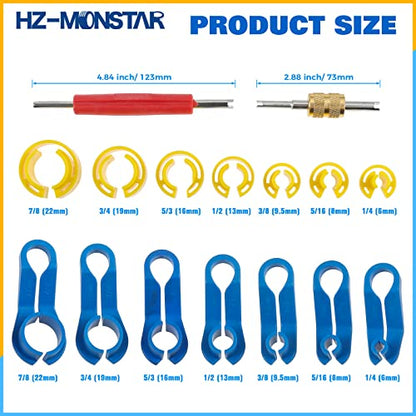16Pcs AC Fuel Line Disconnect Tool Set, Fuel Line Removal Tool with Storage Box 1/4 5/16 3/8 1/2 5/8 3/4 7/8 Inch for AC Fuel Line Transmission Oil Cooler Line and Most Car