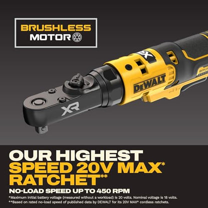 DEWALT 20V MAX* XR Brushless 1/4 in. & 3/8 in. Sealed Head Ratchet (Tool Only) (DCF520B)