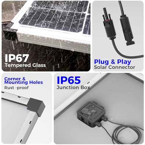 Voltset 200W 12V Solar Panel 9BB Cell Monocrystalline (2-Pack 100W) | IP67 Waterproof, Durable Aluminum Alloy Frame, for RV Boat Marine Trailer Camper Rooftop Farm Off-Grid - size: 200W 2-Pack