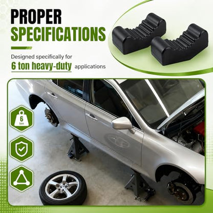 2 Pack Heavy Duty 6 Ton Jack Stands Pads,High Density Rubber Floor Jack Pad with Grooved Surface for Secure Lifting,Universal Jacks Pads for Floor Jacks for Cars SUVs