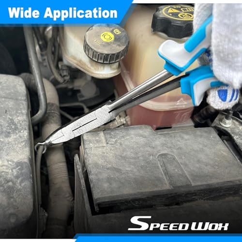 SPEEDWOX 13-Inch Long Reach Double Joint Ring Nose Plier Long Reach XL Pivot Ring Nose Pliers Hose Grip Pliers 1/3"" Diameter Hose Removal Pliers Hose Pliers for Narrow Spaces and Limited Areas, Blue - style: Small Hose Grip Pliers