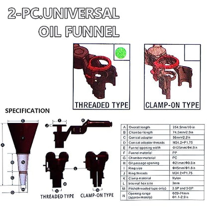 Plastic Funnel Set,No-Spill Oil Funnel,Adjustable Automotive Engine Oils Funnels Accessory with Adjustable Fixed Holder,Universal Fit for All Cars