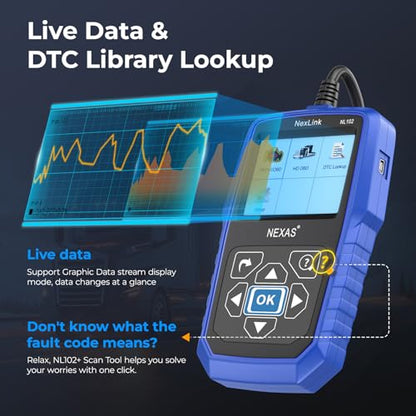 NEXAS NL102 Heavy Duty Truck Diagnostic Scanner for Diesel Trucks, HD Code Reader with Live Data & DTC Lookup, J1939/J1708 Truck Scan Tool for Cummins, Freightliner, Detroit, PACCAR, Class 4-8 Trucks - color: truck scanner