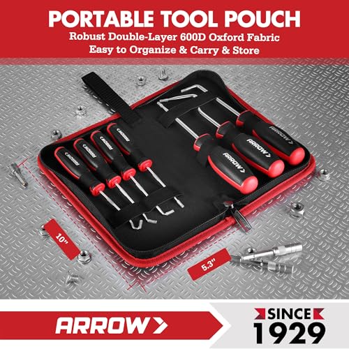 Arrow 7-Piece Hook and Pick Set, Long & Mini Precision Pick Tool Set | With Storage Bag, For Automotive Mechanic, O-Ring Removal Tool, Oil Seal, Gasket Puller, Hose Puller Picks