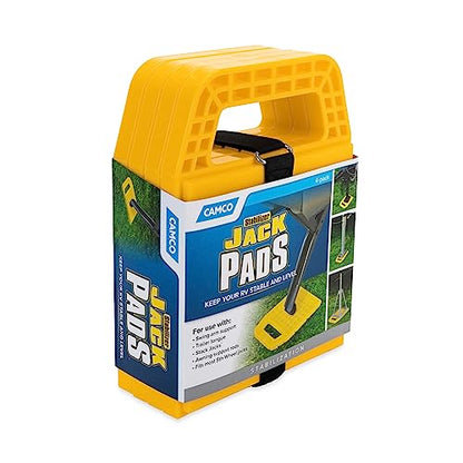 Camco RV Stabilizing Jack Pads - Features Interlocking Design & Includes Handy Strap for RV Storage and Organization - Molded of Strong UV Stabilized Polypropylene - (44595), 4 Count (Pack of 4) - size: 6.2-Inch x 6.2-Inch (Pack of 4), style: Pack of 4