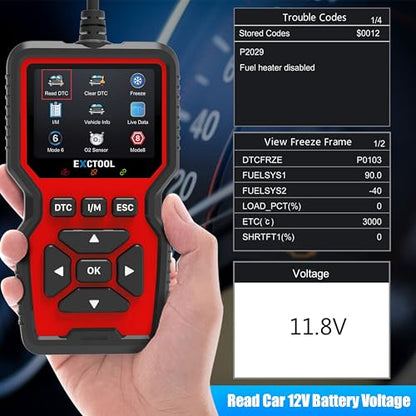 Car OBD2 Scanner Diagnostic Tool Vehicle Check Engine Light Code Reader with Reset, Live Data and Full OBD II Modes Compatible with Model Year 1996+ Cars & Light Trucks