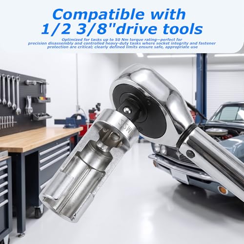 14PCS Diesel Injector Fuel Line Socket Wrench Set, 3/8" & 1/2" Drive, Metric 8-22mm Flare Nut Sockets, 5-Point Anti-Slip Design for Wired Temperature Sensors, Thermo Switches, ABS Tube, etc