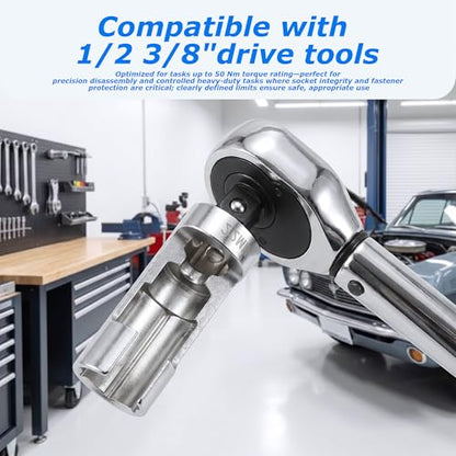 14PCS Diesel Injector Fuel Line Socket Wrench Set, 3/8" & 1/2" Drive, Metric 8-22mm Flare Nut Sockets, 5-Point Anti-Slip Design for Wired Temperature Sensors, Thermo Switches, ABS Tube, etc