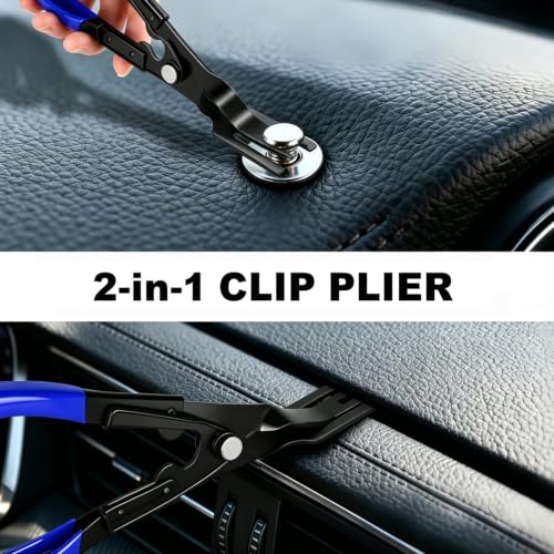 18Pcs Car Trim Removal Tool Kit Pry Tool Set, Panel Clip Pliers Door Panel Removal Tool Automotive Clip Removal Tool, Plastic Pry Tool Kit Auto with Valve Stem Caps for Car Interior Repair, Blue - color: blue