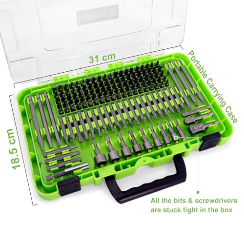 Drill Bit Set, Yougfin 142 pcs Impact Driver Bit Set Chrome Vanadium Steel Driver Bits for Wood, Metal, Masonry Includes Screwdriver Bit Set, Magnetic Bit Holder, Nut Drivers etc. - size: 142 Pieces
