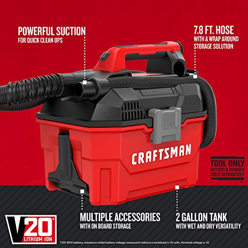 CRAFTSMAN CMCV002B 20V Max 2 gallon Wet Dry Vac (Tool Only) - Amazon Vine