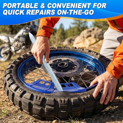 2 12" Tire Iron & 2 Rim Protectors for Dirt Bike Tire Changing, Heavy Duty Steel Tires Spoons Levers, Non Slip Wheel Rim Guard for Motorcycle, Bicycle, Scooter, Bike, Car Tires Repair Remover Tool