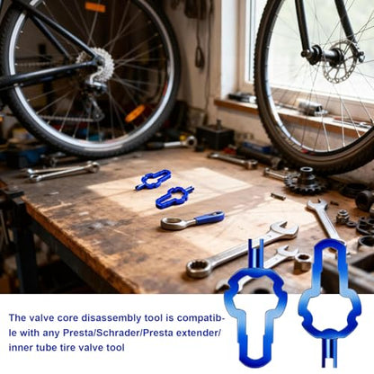 NEWHOOK 4-in-1 Presta Valve Core Tool for Bike/Tubeless Tires 2-Pack | Multi-functional for Schrader, Presta & tubeless valves, stainless steel, easy tire repair for bikes, cars, motorcycles