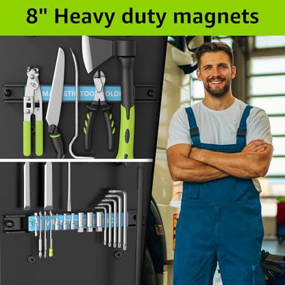 HUPBIPY Modular Power Tool Organizer Wall Mount Drill Holder Garage Shelf | 4 Layer Heavy Duty Rack with Charging Station Drill Holders and Magnetic Tool Holder Strip Tool Battery Holder Gift for Men - color: Black 1 pack