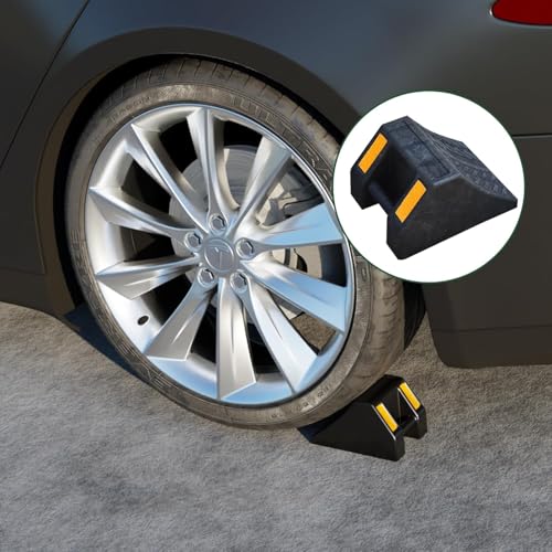 8-Pack Heavy Duty Rubber Wheel Chocks for Secure Wheels for Cars, RVs, and Trucks, 8" x 4" x 6.6"