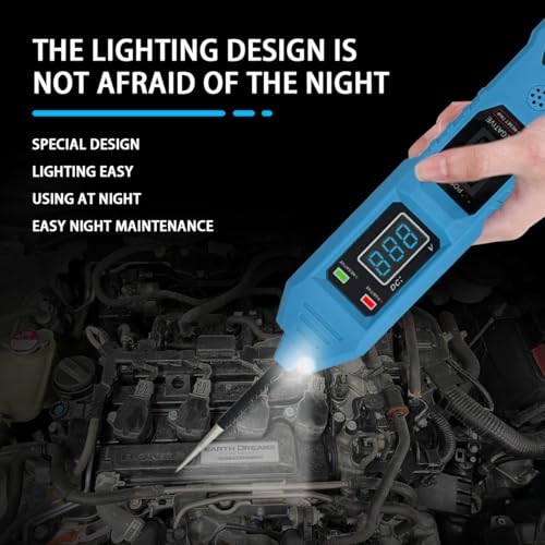 Power Circuit Tester, 6-24V DC Test Light Short Circuit, Automotive Component Electrical Polarity Identify Continuity Tester, Overload Protection - color: Blue