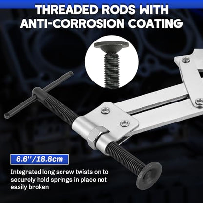 Universal 8-inch Valve Spring Compressor Tool | Automotive Engine Valve Spring Removal Tool Compatible with Small and Medium OHV Engines, Includes Replaceable Clamps