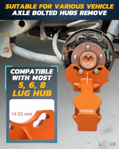 Wheel Bearing Hub Removal Tools Kit for 5, 6 and 8 Lug Bolt-On Hubs | Hub Buster Puller for Seized Wheel Bearing Hub Assemblies, Automotive Axle Hub Removal Tool - color: Orange