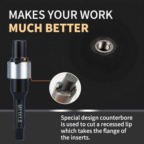 M11X1.5 Metric Thread Repair Kit with Insert HSS Drill, Tap, Counterbore, Installation Driver, 10PCS Stainless Steel Insert M11X1.5X30MM