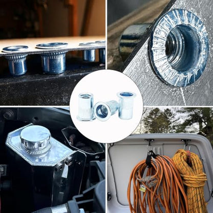 475 Pcs Metric and SAE Rivet Nut Kit, M3 to M10, 6#32 to 3/8 | Zinc-Plated Carbon Steel, M3-0.5 M4-0.7 M5-0.8 M6-1.0 M8-1.25 M10-1.5, 6#32 8#32 10#24 1/4-20 5/16-18 3/8-16 - size: M & SAE Kit (475 Pcs)