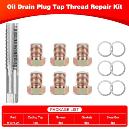Oil Drain Plug Tap Thread Repair M13x1.25MM Oil Pan Screws Rethread | Oil Drain Plug Thread Repair Tool Kit Oil Pan Screws Rethread Tool - size: M13 X 1.25MM