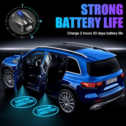 SPOBODY 2PCS Custom Car Door Light Projector Wireless Car Door Projector Rechargeable HD Car Welcome Courtesy Ghost Shadow Lamp Fit for Cars (for Custom Text) - style: for Custom Text