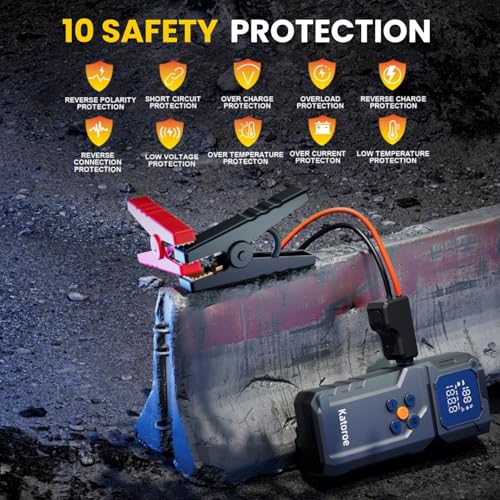 Jump Starter with Air Compressor, Jump Box 4000A Portable Jump Starter (9.0L Gas/7.0L Diesel), 12V Car Battery Jumper Starter with 150PSI Tire Inflator, Display, 3 Mode Flashlight - color: coal black