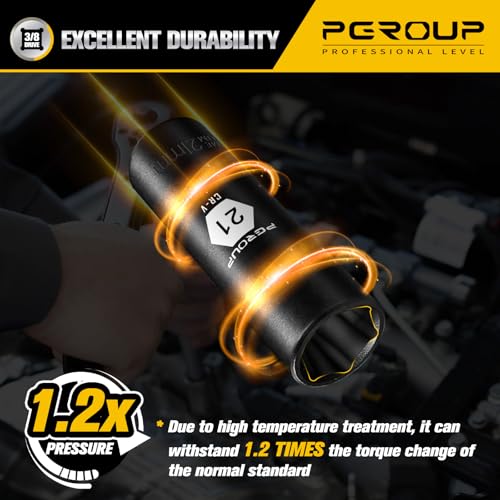 3/8” Drive Deep Impact Socket, Metric(21mm socket), 6-Point, Cr-V Steel With Black Manganese Phosphate Coating - size: 21 mm