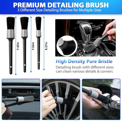 THINKWORK Car Cleaning Kit, Car Vacuum Kit, Gray Car Interior Detailing Kit with 8000PA High Power Vacuum, Including 7Pcs Detailing Brush Set and Bag - color: Gray(20pcs)