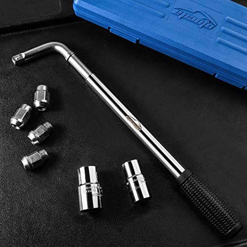 EPAuto Telescoping Lug Wrench, Wheel Wrench, CR-V Sockets (17/19, 21/22mm) | Wheel with CR-V Sockets (17/19, 21/22mm)